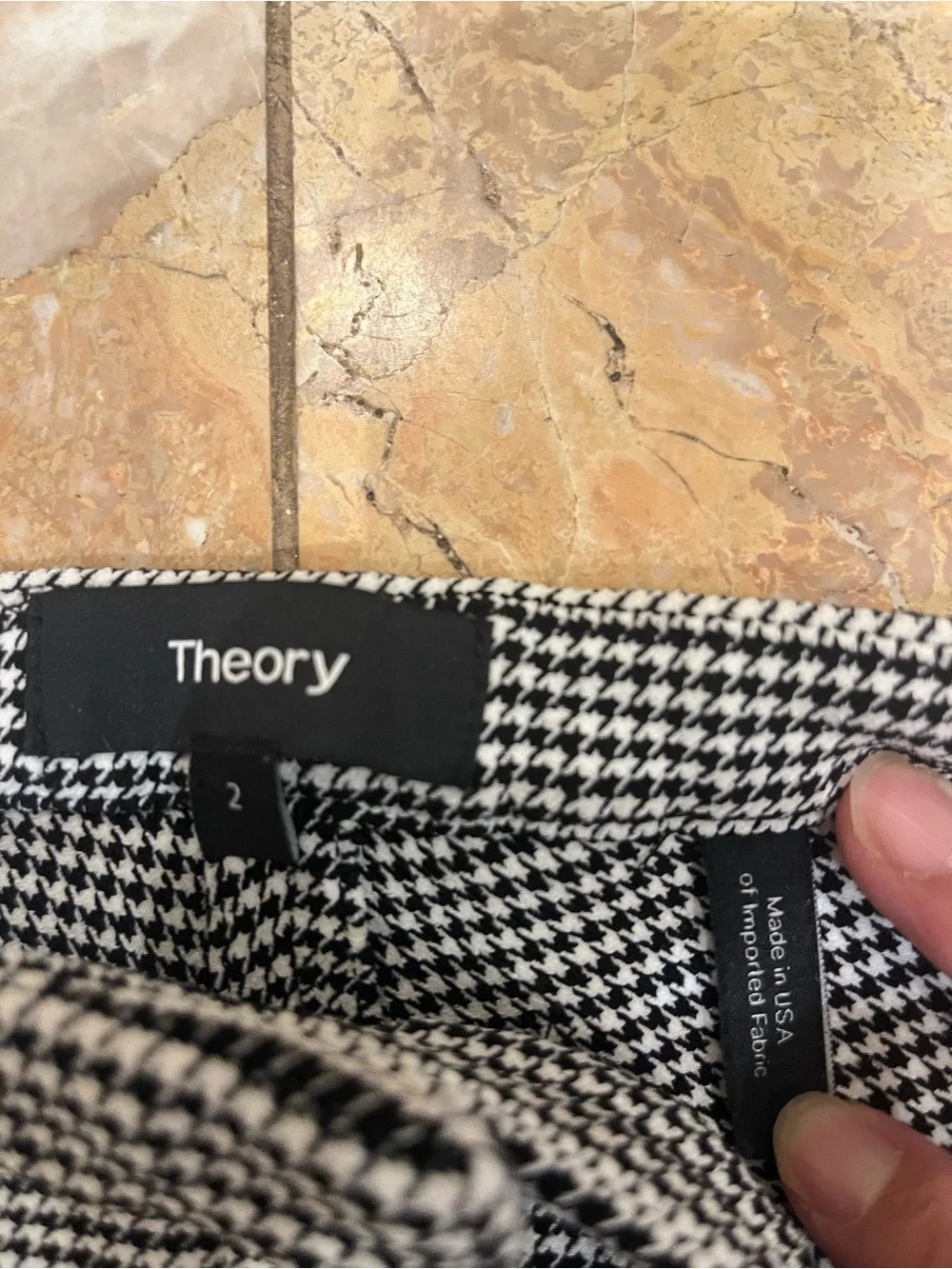 Theory Black and White Micro Houndstooth Kids Leggings
